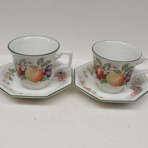 2 - Johnson Brothers England FRESH FRUIT Tea or Coffee Cups and Saucers